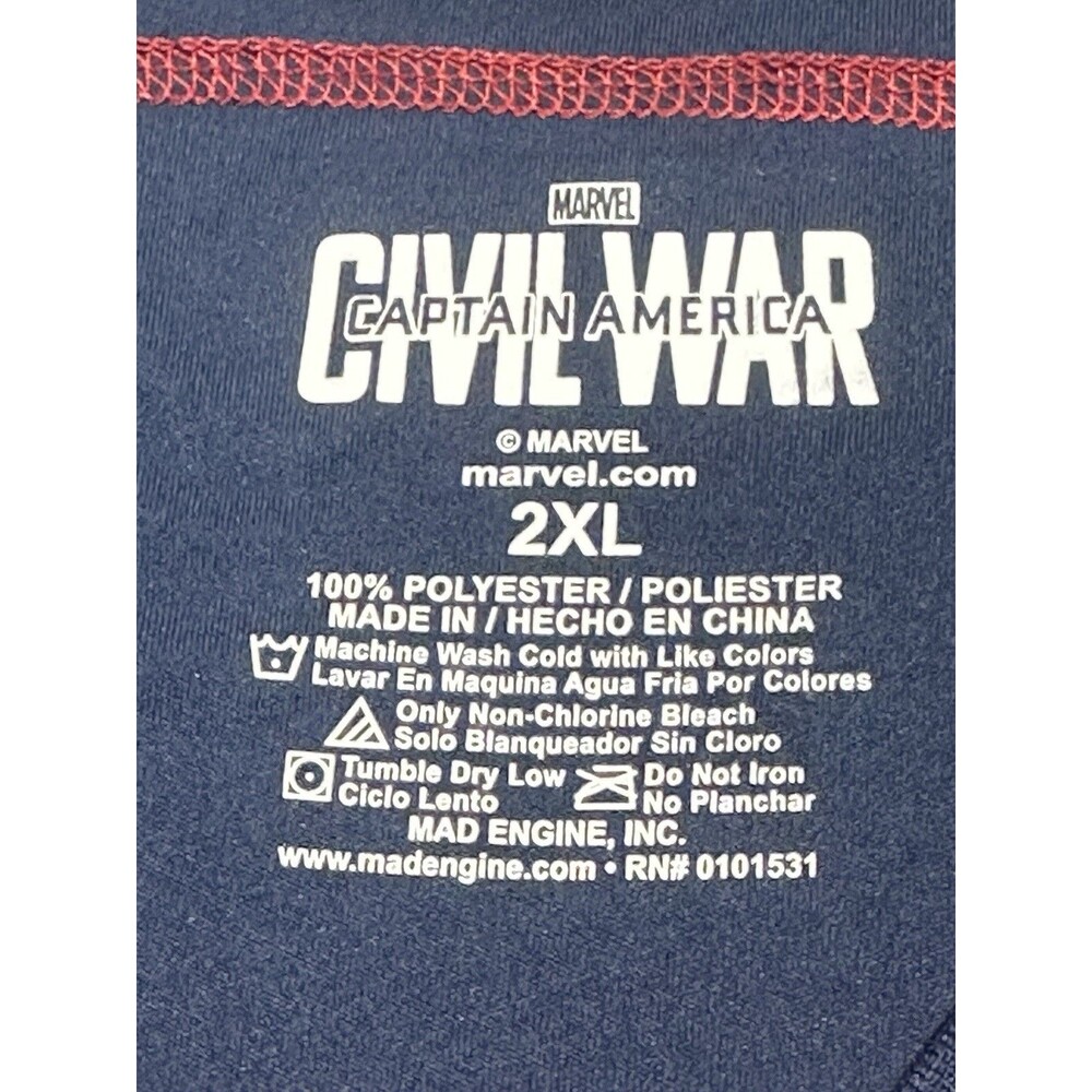 Captain America Marvel Civil War Crewneck Shirt Short Sleeve Mens Size 2XL XXL - Picture 3 of 6